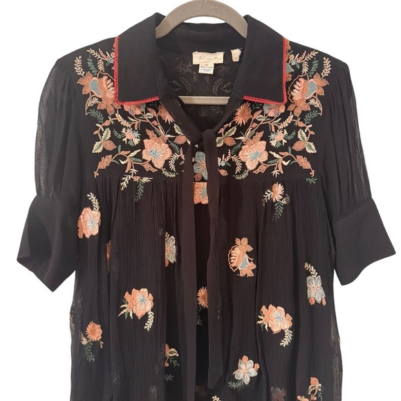 Anthropologie Let Me Be Vivian Floral Dress Boho Embroidered Floral Size Small - Picture 6 of 16
